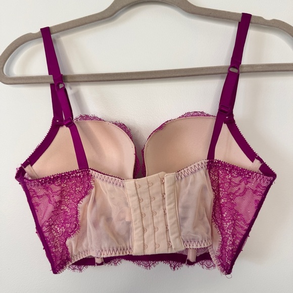 Victoria's Secret Bra Very Sexy Demi Lace Harness Corset Bustier Hot Pink Sz 36C - Picture 2 of 14